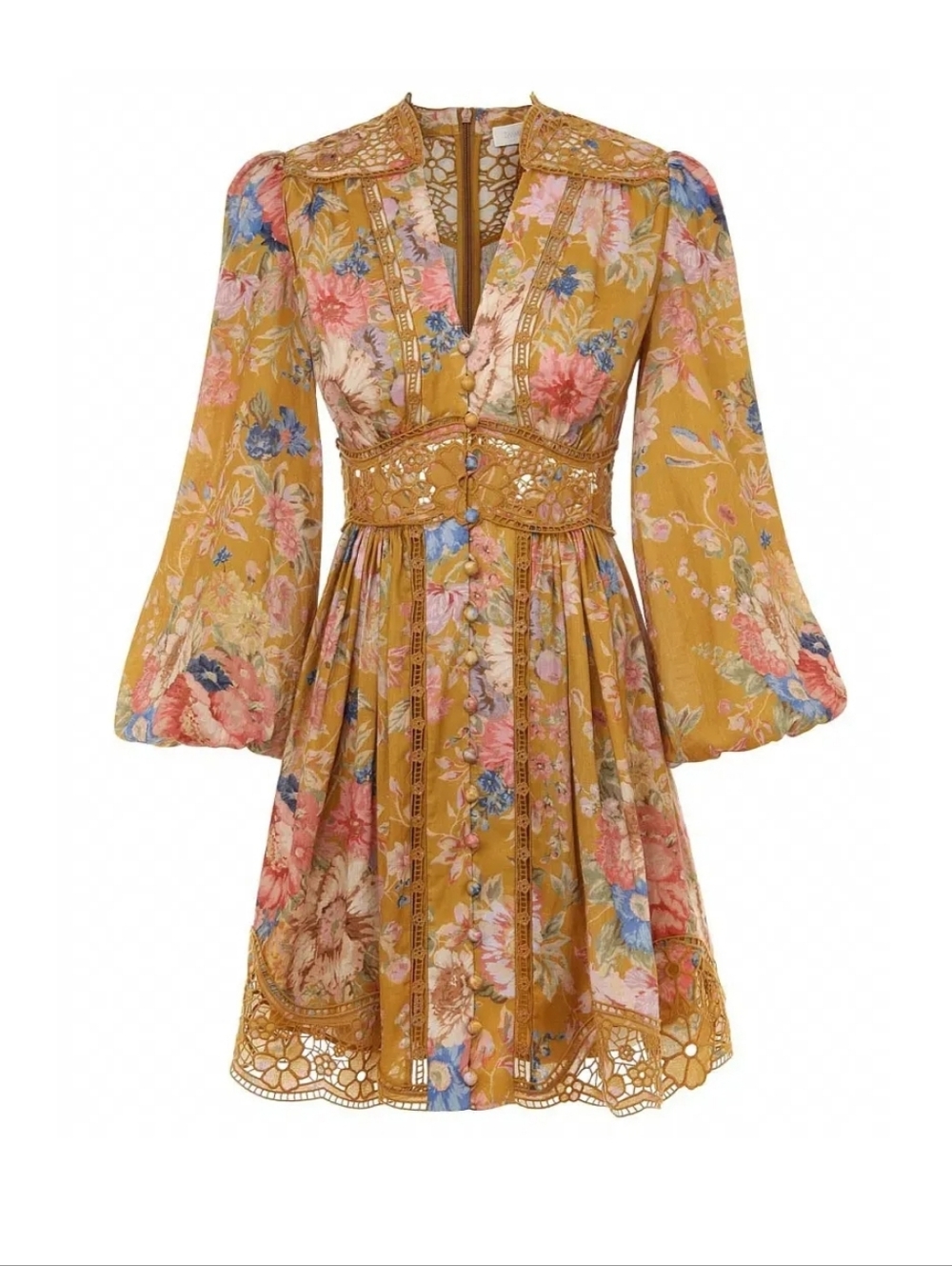 Zimmermann August Plunge Mini Dress – Size 2 – Luxury Floral Linen ✨